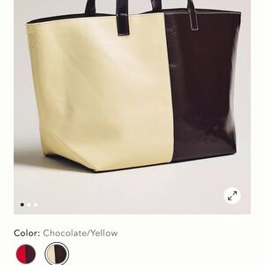 Maeve Chocolate and Yellow Leather Tote